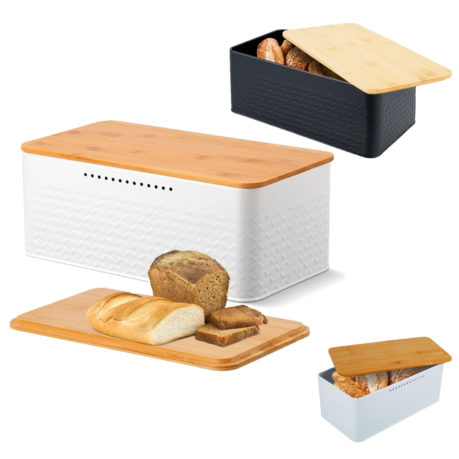 Food Storage Metal Box - Caixa de pão com tampa de