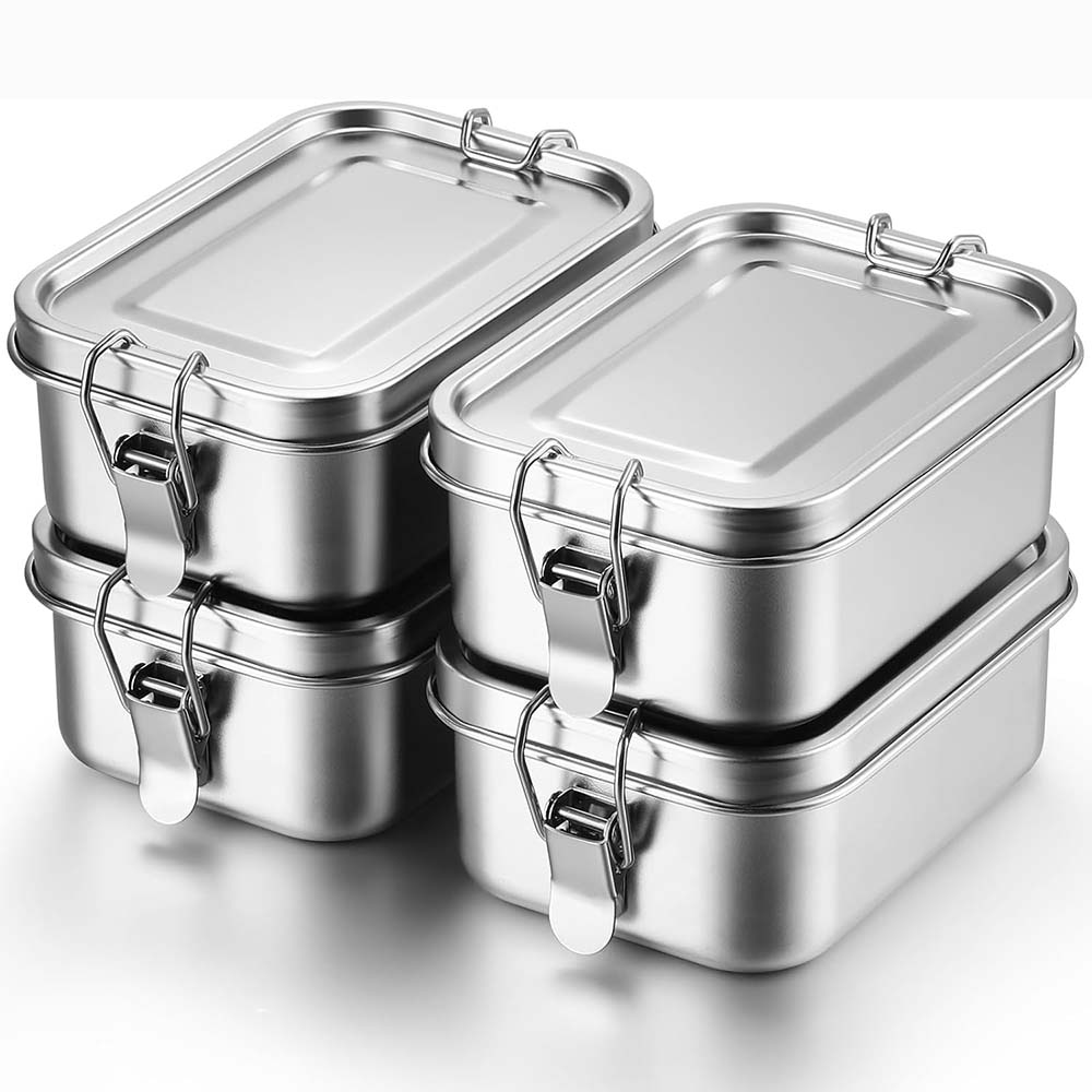 Food Storage Metal Box - 4 pçs de aço inoxidável bento