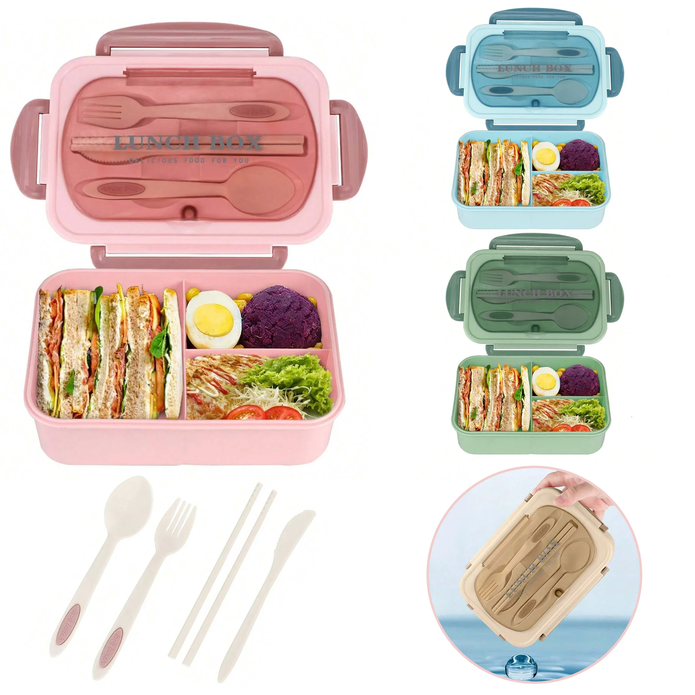Food Storage Vault - Marmita adulta com 3 compartimentos, recipiente