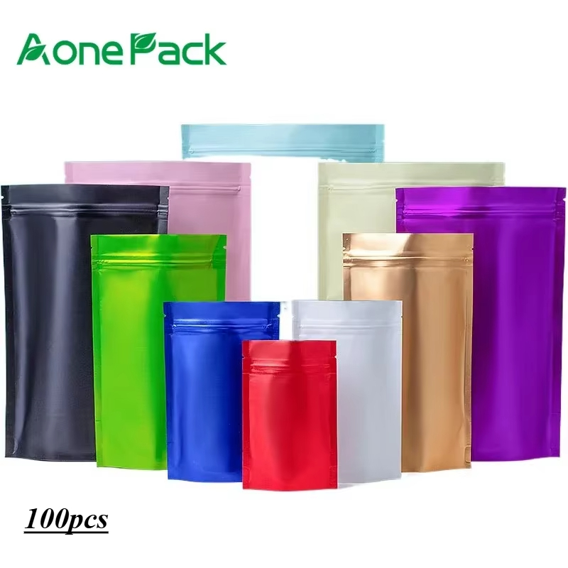 Food Storage Bags Zip Lock Pouch - 100 pçs personalizado fosco acabado sementes