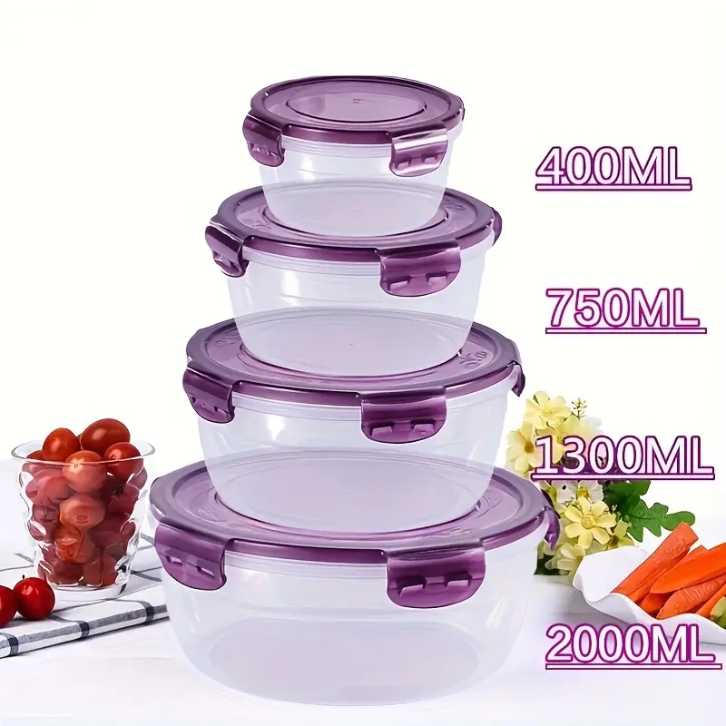 Food Storage Method - 4 Recipientes Plásticos para Armazenamento de