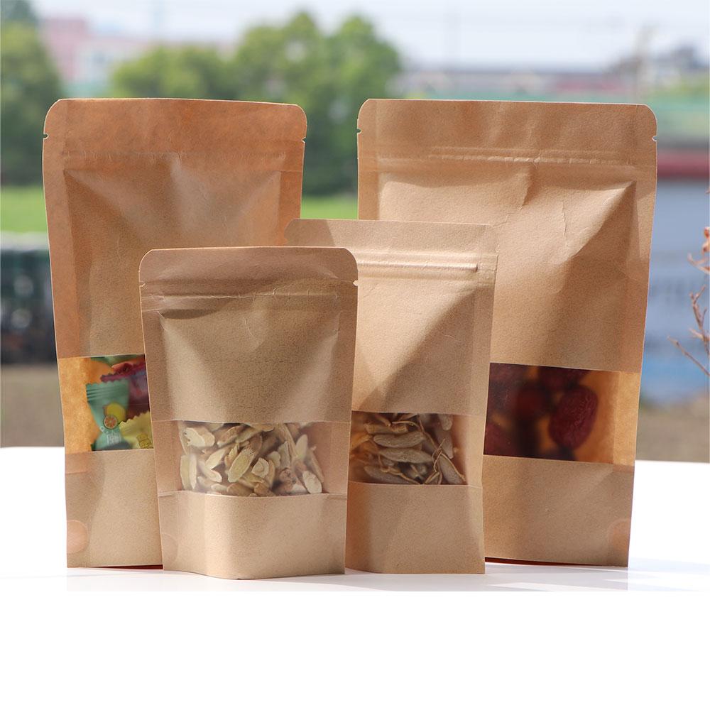 Food Storage Bags Zip Lock Pouch - Kraft Paper Zip Lock Sacos, Janela,