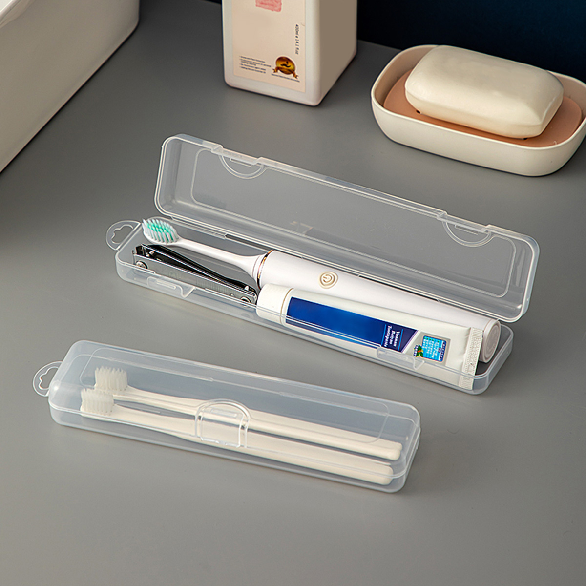 Food Storage Jars Plastic - WORTHBUY Escova Caixa Organizador Transparente Caso