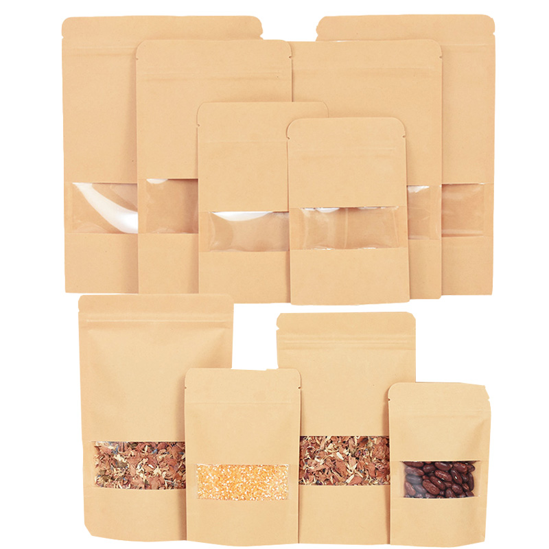 Food Storage Bags Zip Lock Pouch - 20/50 pçs sacos de papel kraft