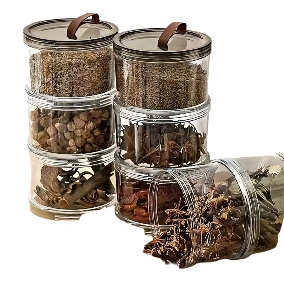 Food Storage Jars Plastic - Caixa de Especiarias Redonda de 3