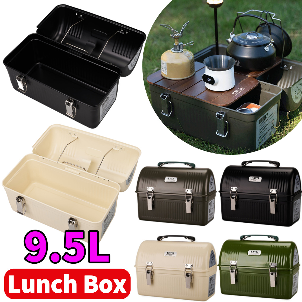 Food Storage Metal Box - Lancheira de metal vintage de 9,5l