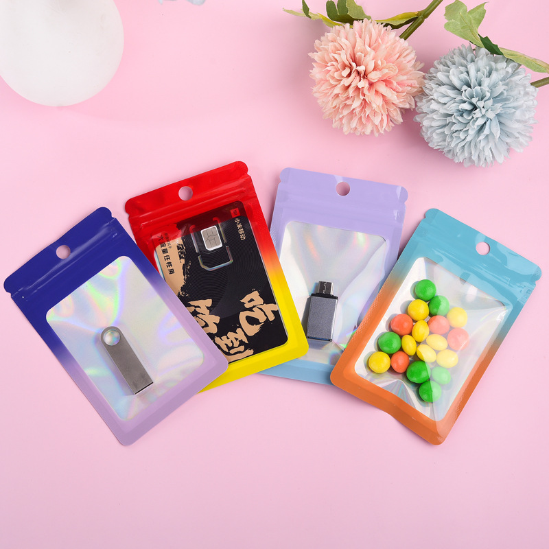 1000 pçs laser cor gradiente z - Food Storage Bags Zip Lock Pouch avaliação e preço
