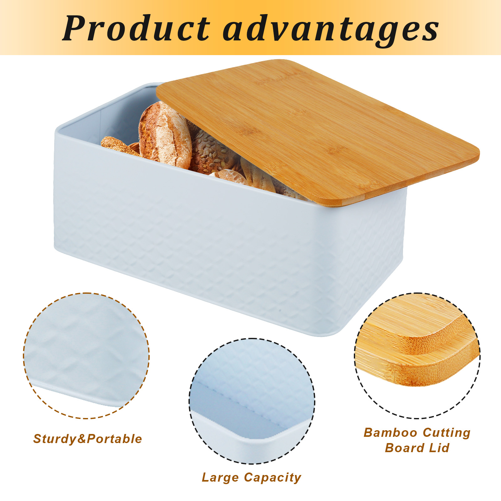 Caixa de pão com tampa de bamb - Food Storage Metal Box avaliação e preço