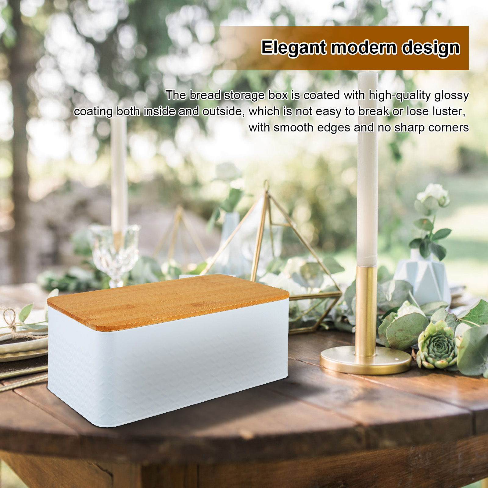 Caixa de pão com tampa de bamb - Food Storage Metal Box avaliação e preço