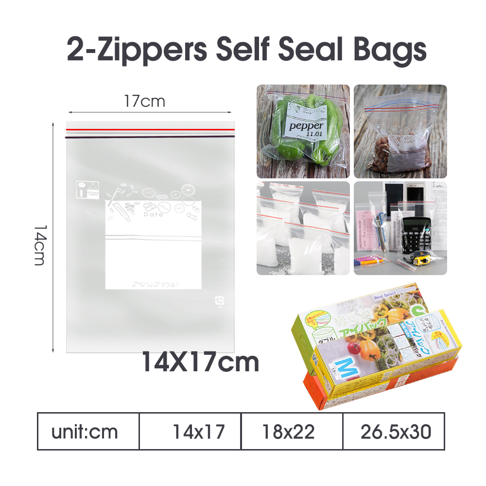 Resealable Dual Zip Lock Bags, - Food Storage Bags Zip Lock Pouch avaliação e preço