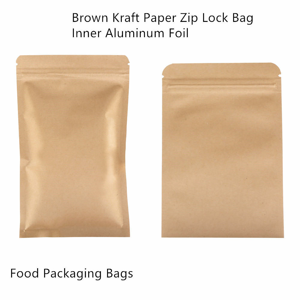 100 Sacos de Papel Kraft Marro - Food Storage Bags Zip Lock Pouch avaliação e preço