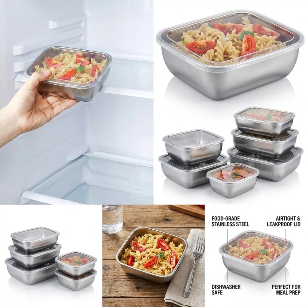 Conjunto de 6 Recipientes de A - Food Storage Metal Box avaliação e preço